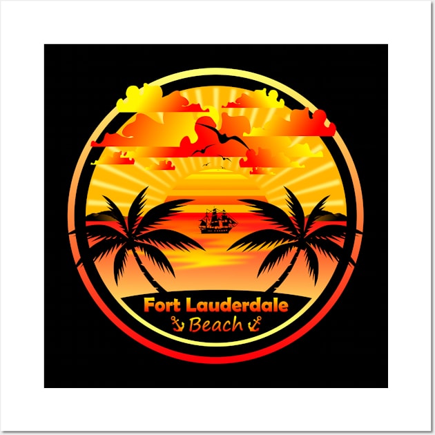 Fort Lauderdale Beach, Palm Trees Sunset, Florida Summer Wall Art by Jahmar Anderson